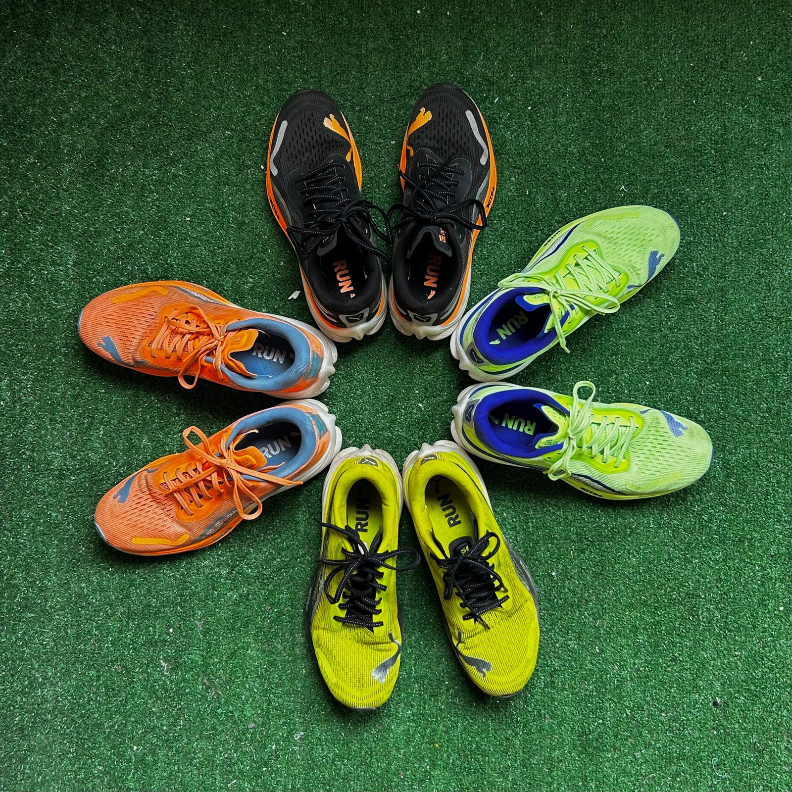 Puma Velocity Nitro 3, four pairs lined up