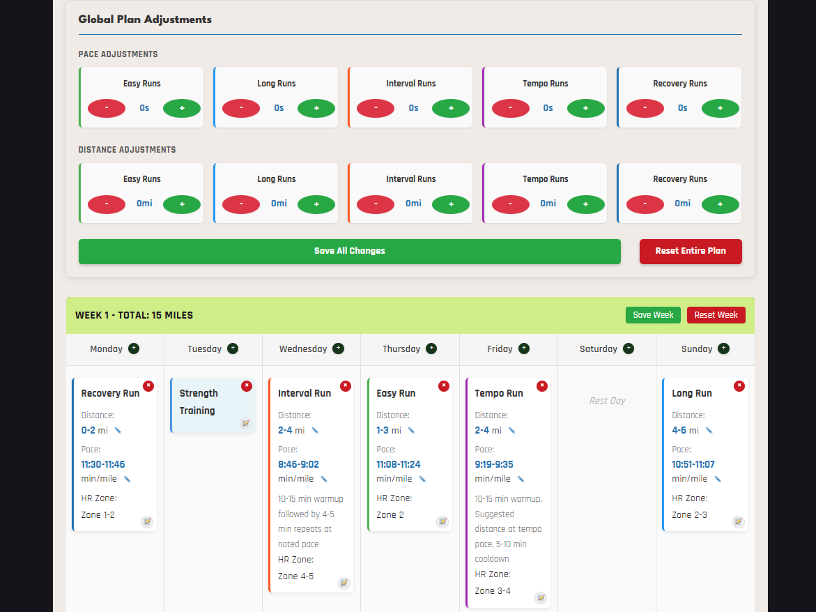 Plan Customization Screenshot