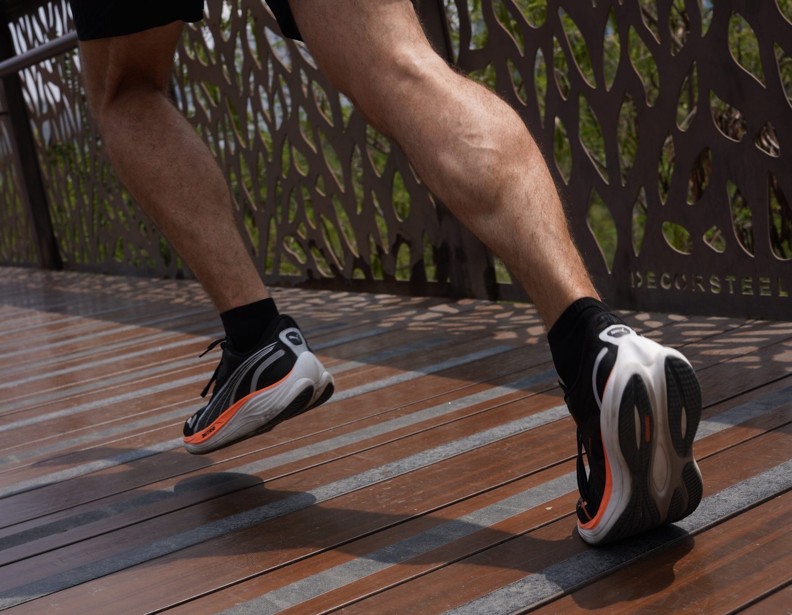 Close-up of PumaGrip outsole and breathable mesh upper on the Velocity Nitro 3
